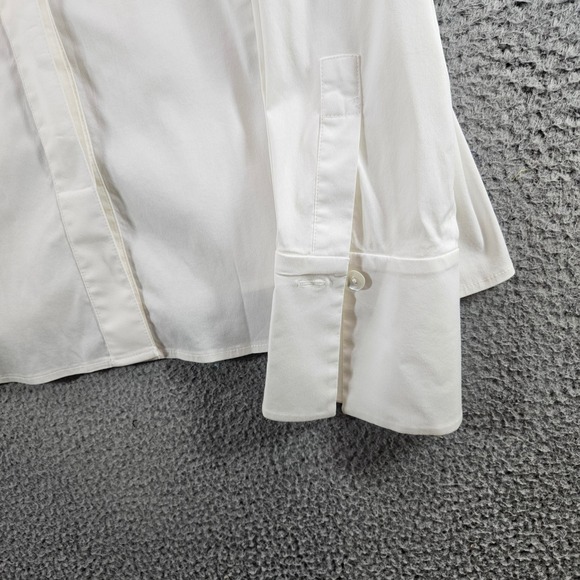 Lafayette 148 New York Womens White Cotton Stretch Hidden Button Blouse Size 12 - Picture 4 of 10